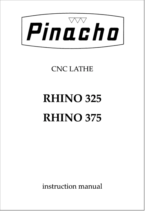 RHINO 325 and 375 Lathe Manuals