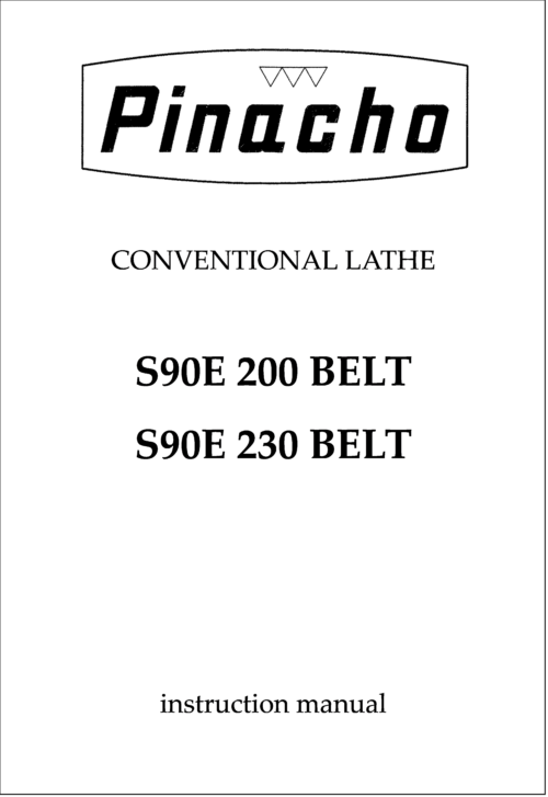 S90E belt 200 and 230 Lathe Manuals