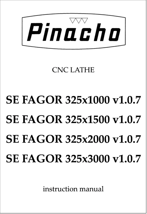 SE FAGOR v1.0.7 325 x1000, x1500, x2000 and x3000 Lathe Manual