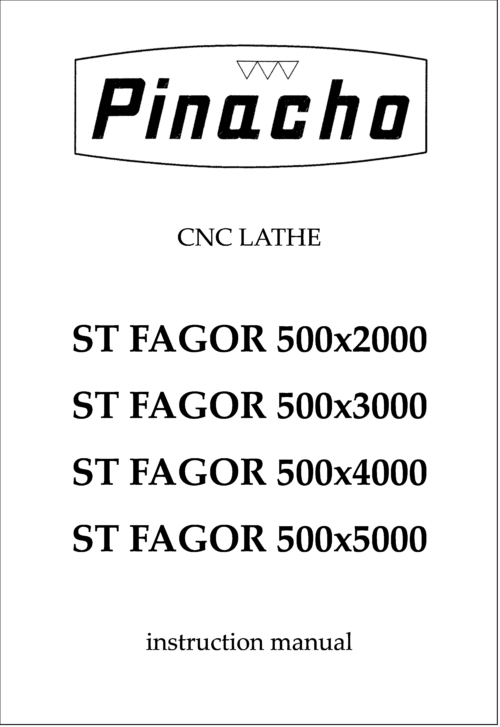 ST FAGOR 500 x2000, x3000, x4000 and x5000 Lathe Manuals