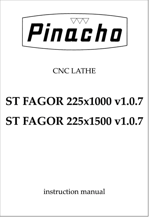 ST FAGOR v1.0.7 225 x1000 and x1500 Lathe Manuals