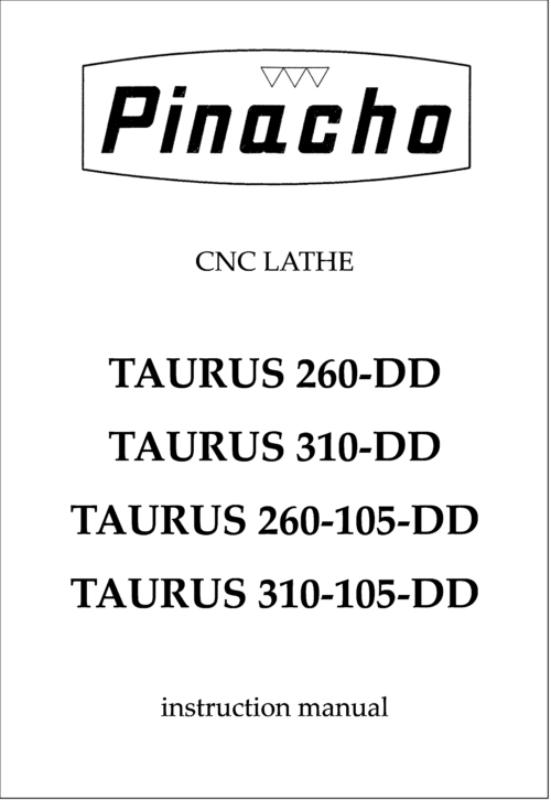 TAURUS 260, 260-105, 310 and 310-105 DD Lathe Manuals
