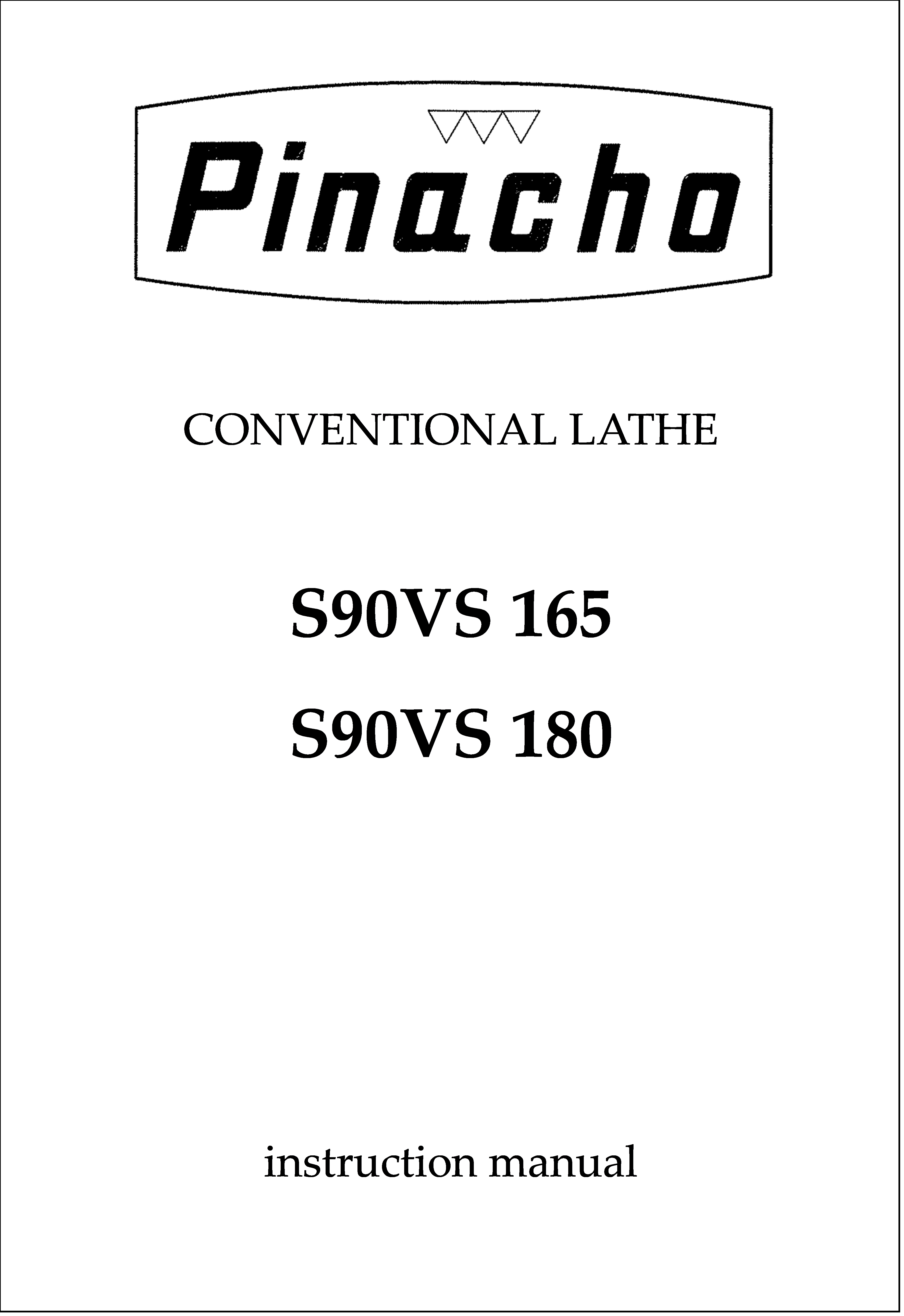 S90VS 165 and 180 Lathe Manuals