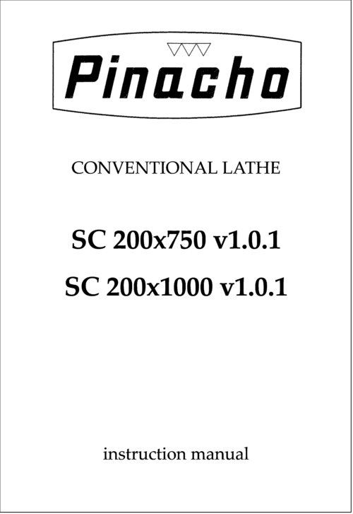 SC v1.0.1 200 x750 and x1000 Lathe Manuals