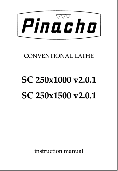 SC v2.0.1 250 x1000 and x1500 Lathe Manuals